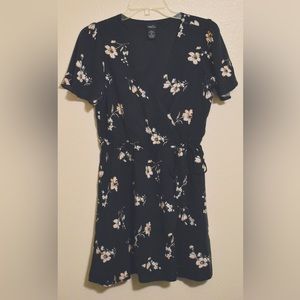 Black Floral Wrap Dress